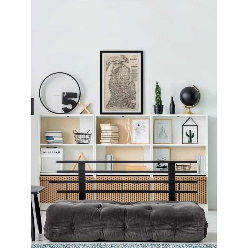 'Vintage Michigan Map' Framed Painting Print