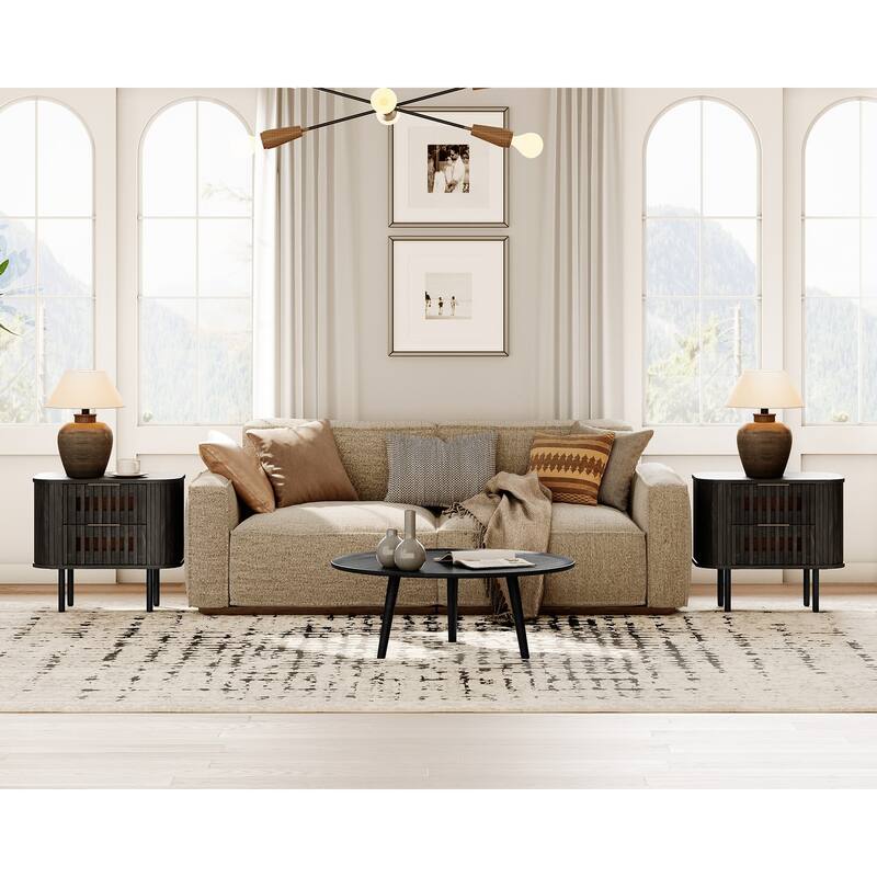 WAMPAT Fluted 2-Drawer Nightstand