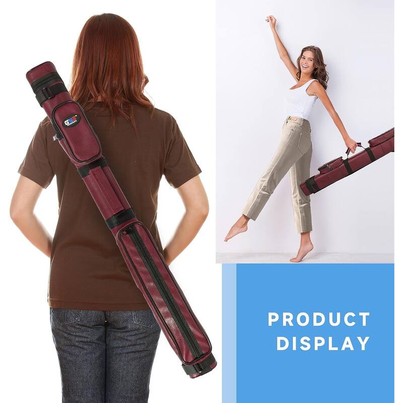 GSE™ 2x2 Square Hard Billiard Pool Cue Stick Carrying Case, Billiard Cue Case Holds 2 Butts/2 Shafts (5 Colors)