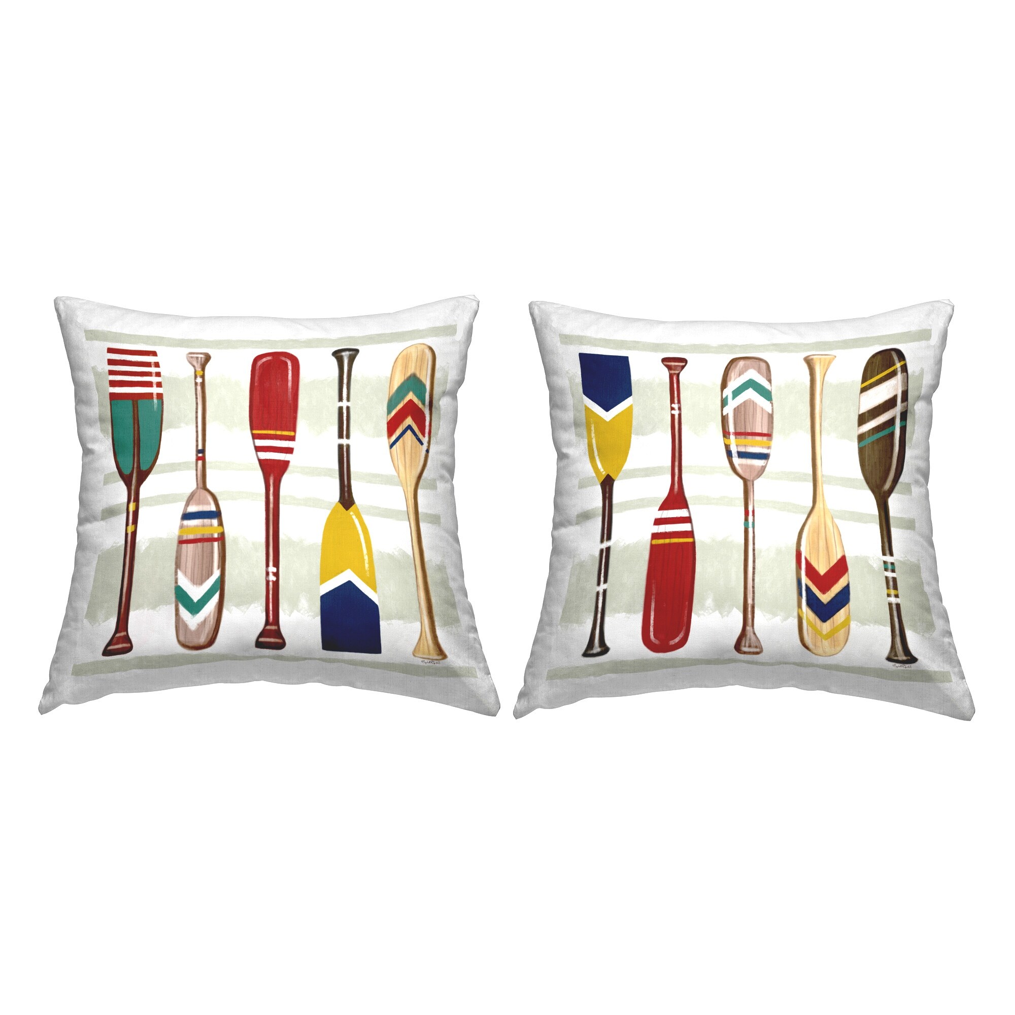 Stupell Lake House Oars Various Patterned Boat Paddles Printed Throw Pillow by Elizabeth Tyndall Set of 2 Bed Bath Beyond 36644897