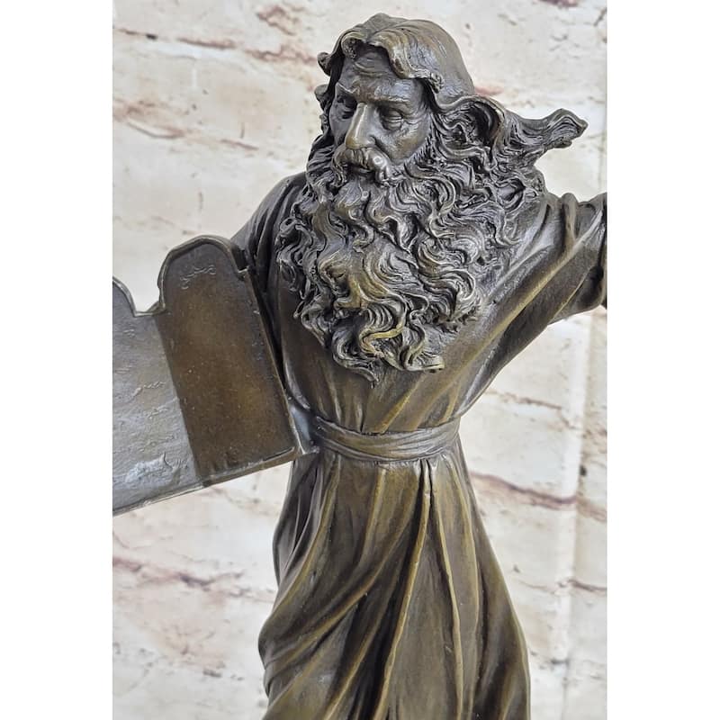 Hot Cast Bronze Sculpture Biblical Moses Ten Commandment Home Decoration Gift