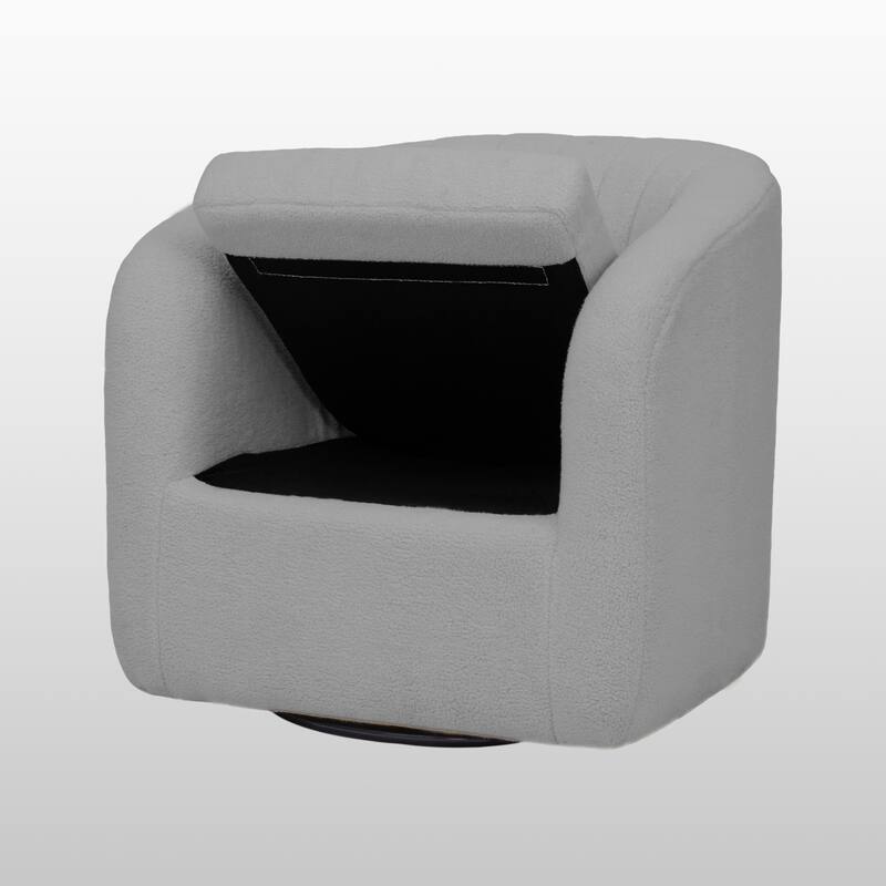 Teamson home - Monroe faux shearing 28.75" Swivel Tub Chair, Gray - 28"L x 29.5"W x 28.75"H