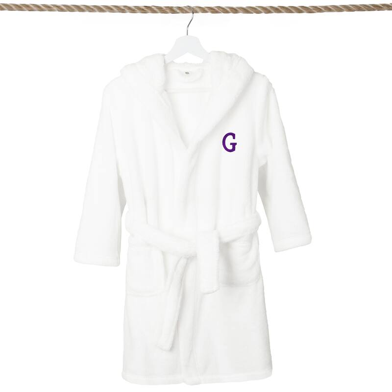 Sweet Kids 100% Polyester SUPER PLUSH Double Brushed Hooded Bathrobe with Purple Bookman Monogram
