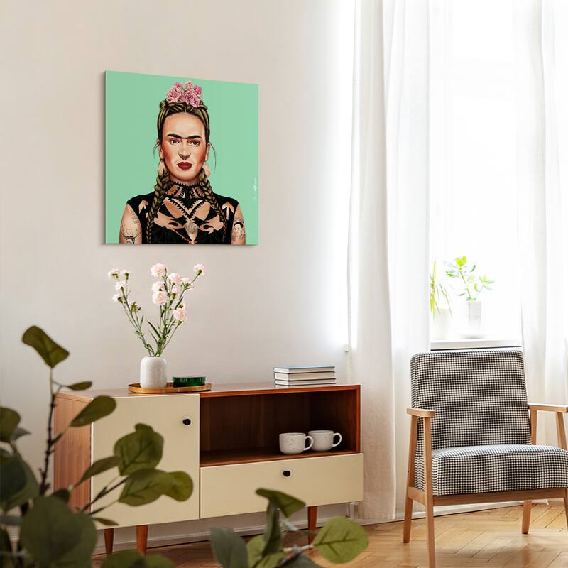 Empire Art Direct Hip Frida Kahlo Printed Tempered Glass Wall Art - Multi-Color