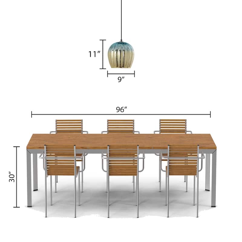 Diania River of Goods Teal and Gold Ombre Mercury Glass and Metal Globe Shade Pendant Light - 9"x 9"x 13/72"