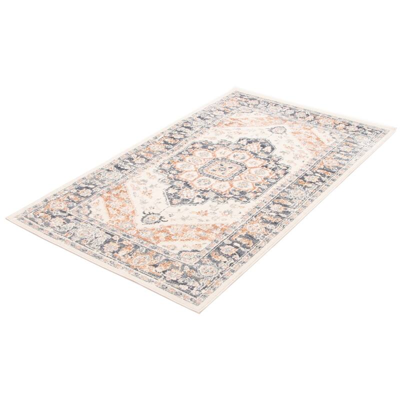 ECARPETGALLERY Machine Woven Heriza Ivory Area Rug