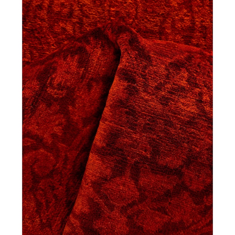 Overdyed One-of-a-Kind Hand-Knotted Area Rug - Orange - 3' 0" x 7' 6"