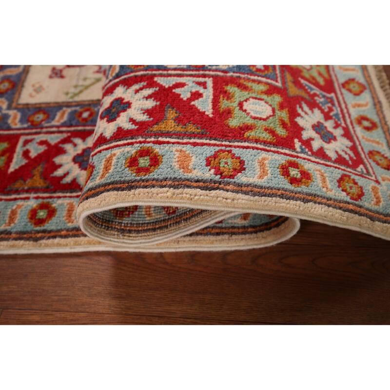 Geometric Kazak Oriental Accent Rug Hand-Knotted Wool Carpet - 2'8" x 4'3"