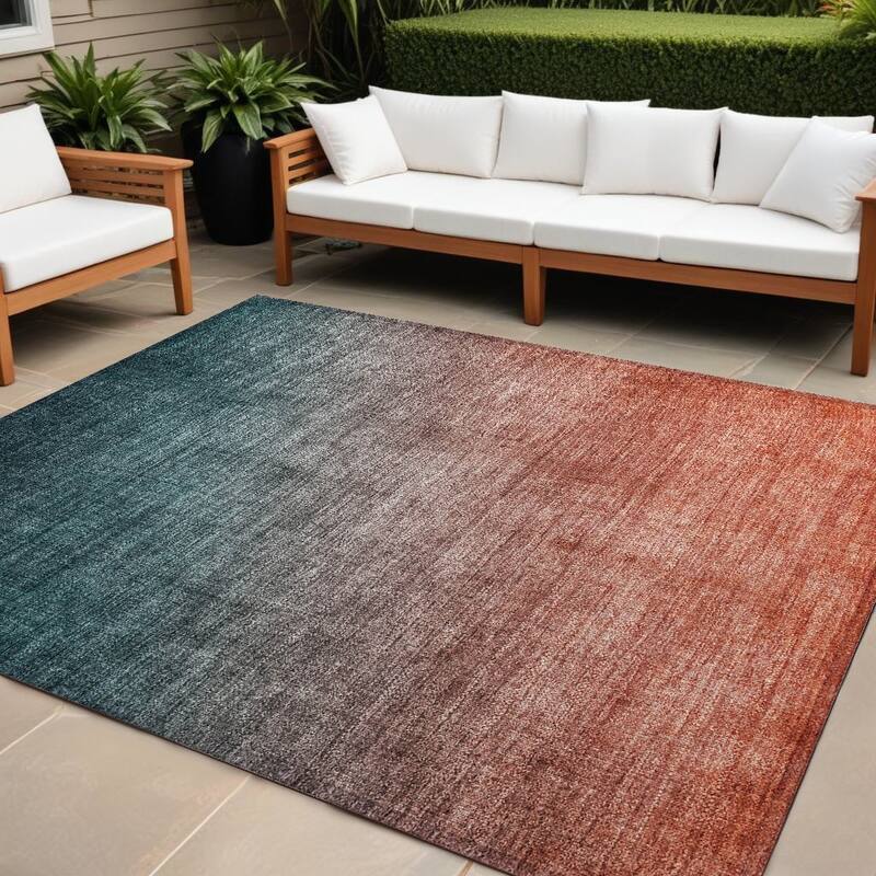 Java Ombre Weather Resistant Blended Style Outdoor Rug - 9' X 12' - Multi