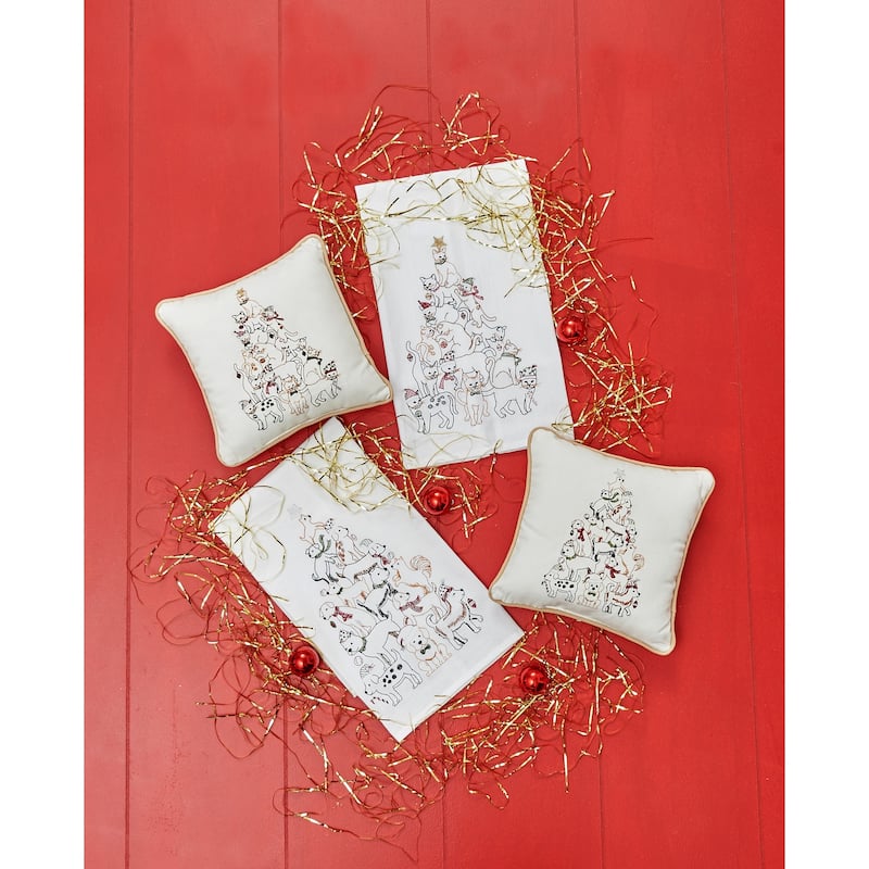 Cat Christmas Tree Towel Set of 2