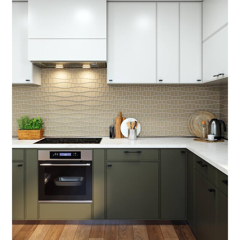 Ripple 11 in. x 12 in. Geometric Glass Mesh-Mounted Mosaic Wall Tile