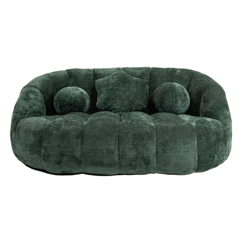 Emerald 63.78" Chenille Lounge Chair with Foam Filling and Pillows
