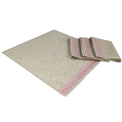 Truesdale Floral Embroidered Napkins 20 by 20-Inch, Set of 4, Pink