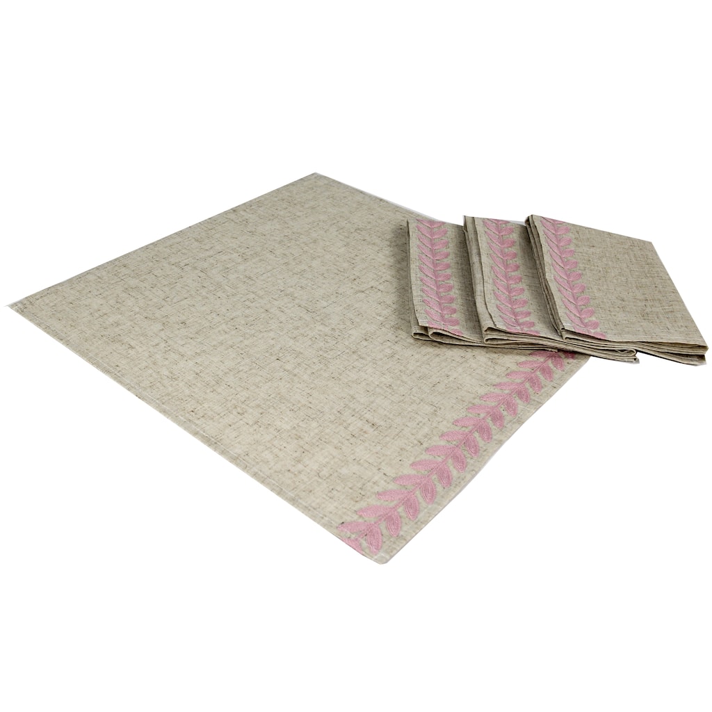 Truesdale Floral Embroidered Napkins 20 by 20-Inch, Set of 4, Pink