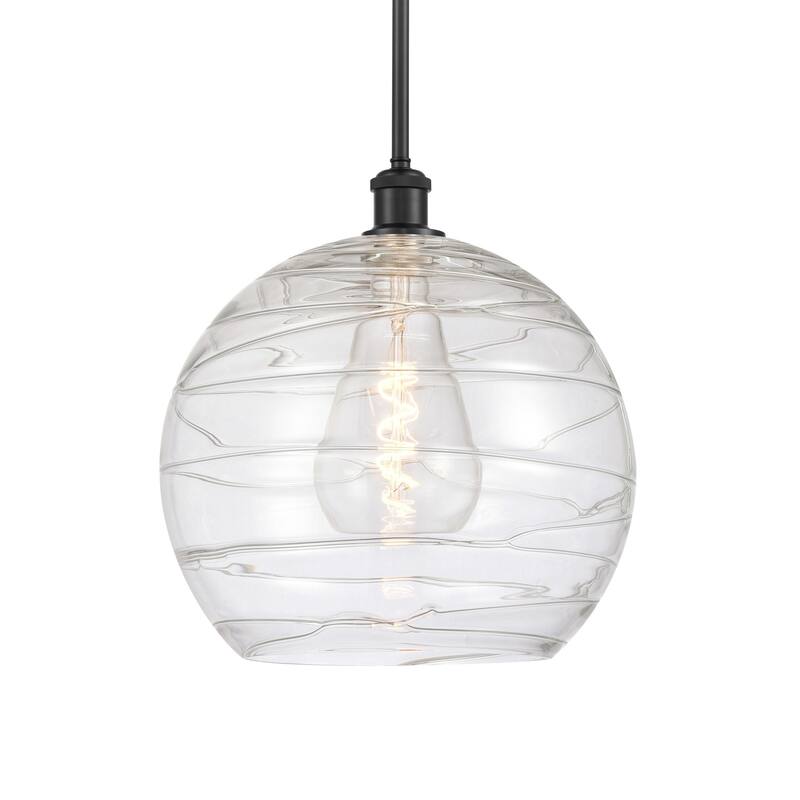 Innovations Lighting 516-1S-15-14 Athens Pendant Athens 14" Wide - Matte Black / Clear Deco Swirl