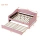 preview thumbnail 4 of 11, Teddy Fleece Frame Daybed Pink Full Sofa Bed wTrundle Side Light Strip