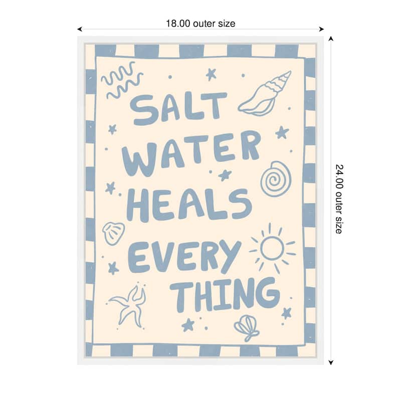 Kate and Laurel Salt Water Heals by Megan Ryan Framed Canvas Wall Art Print