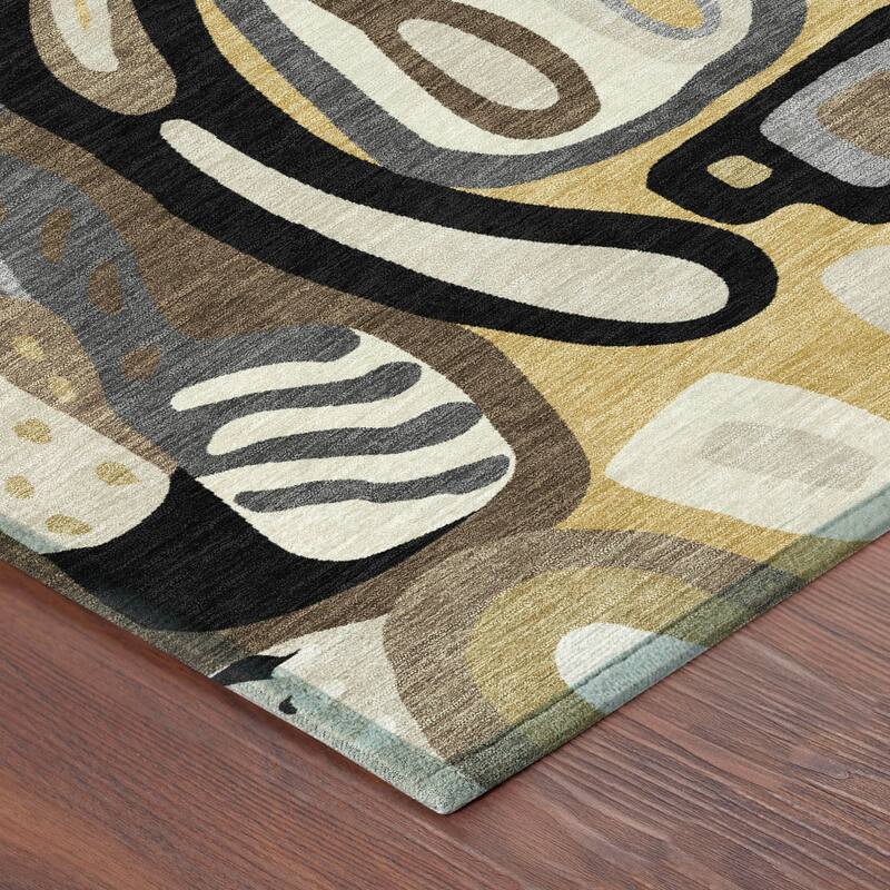 Machine Washable Indoor/ Outdoor Modern Picasy Chantille Rug