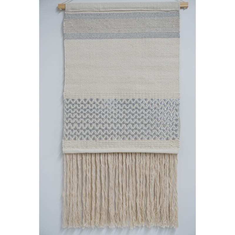 Home&Manor Wool and Cotton Large Macrame Wall Hanging with Rod Included - Exact Size