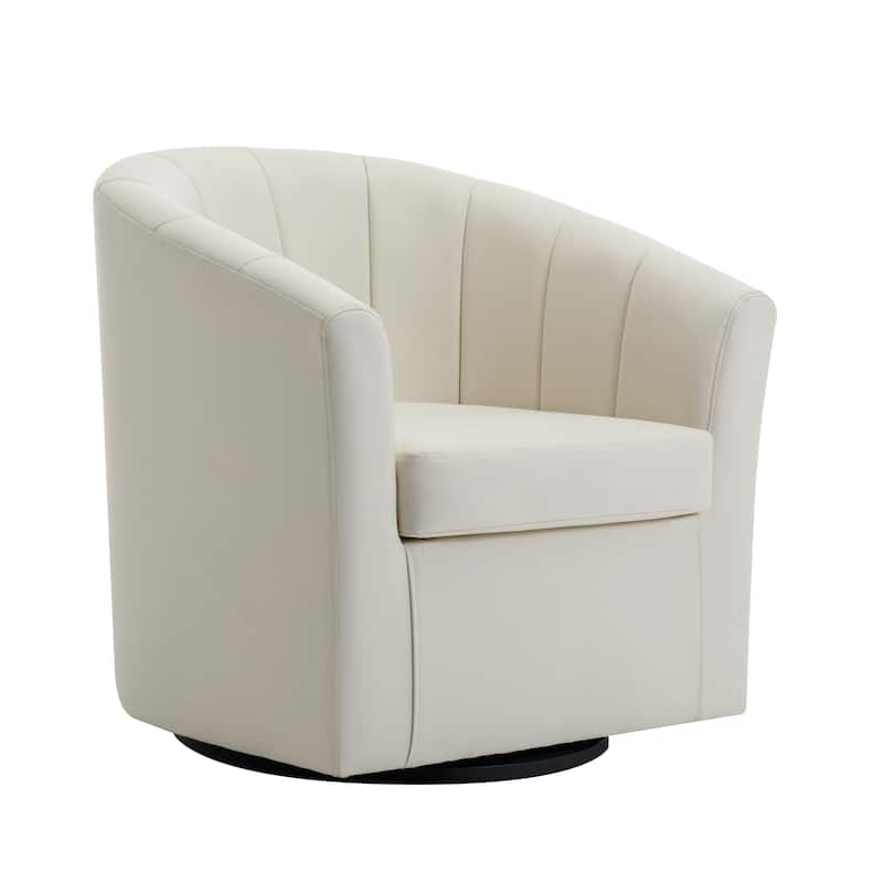 Porthos Home Manon Swivel Faux Leather Barrel Accent Chair with Removable Seat Cushion