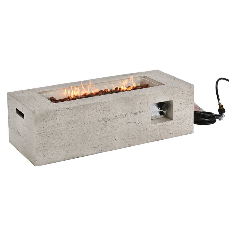 41.9" Outdoor Rectangular Propane Fire Pit 40000 BTU, Heater with Stainless Steel Burner and Free Lava Rocks, Waterproof Cover