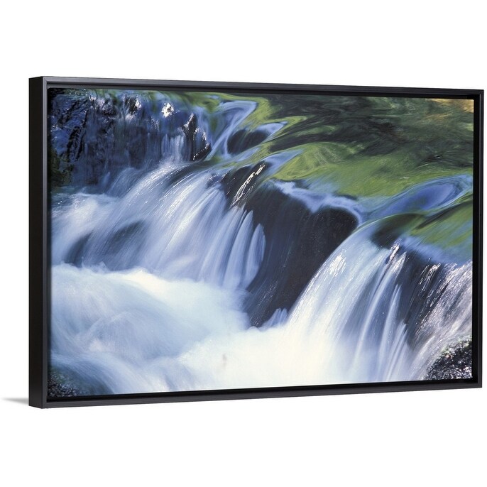 Shop Waterfall Canada Black Float Frame Canvas Art Overstock