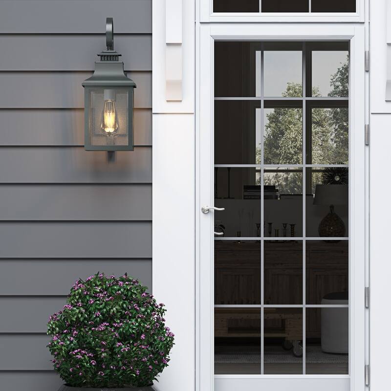 Modern 1-Light Black Finish Dusk To Dawn Sensor Outdoor Wall Sconce