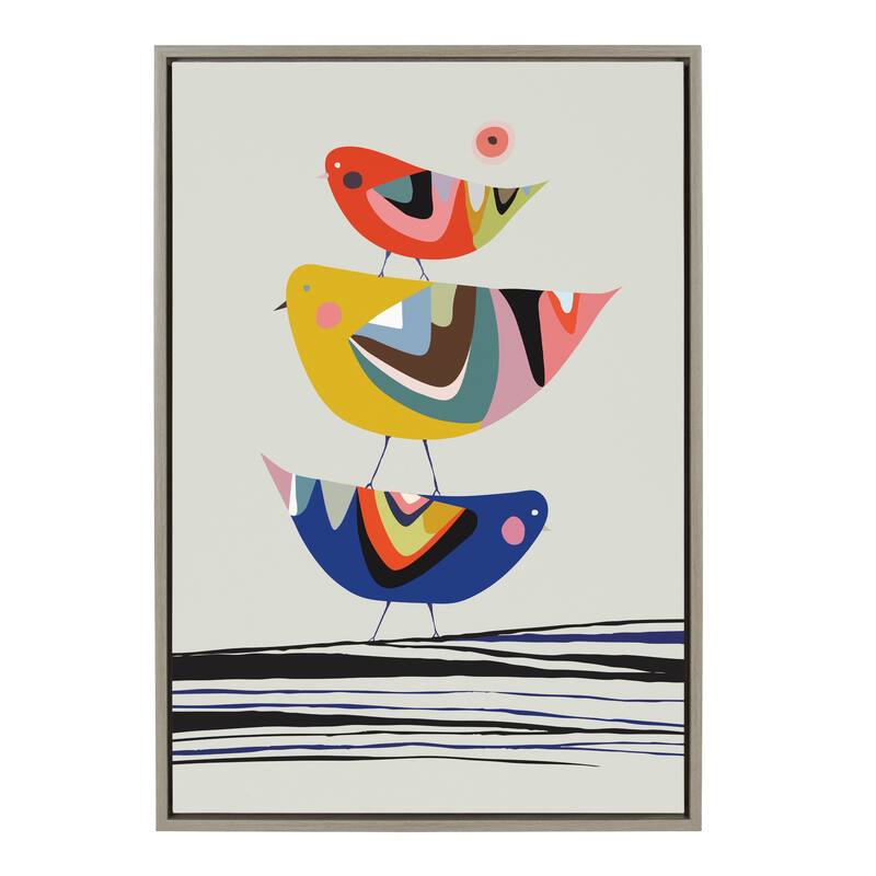 Kate and Laurel Sylvie The Family Tree Framed Canvas By Rachel Lee - 23x33 - Plastic - Grey