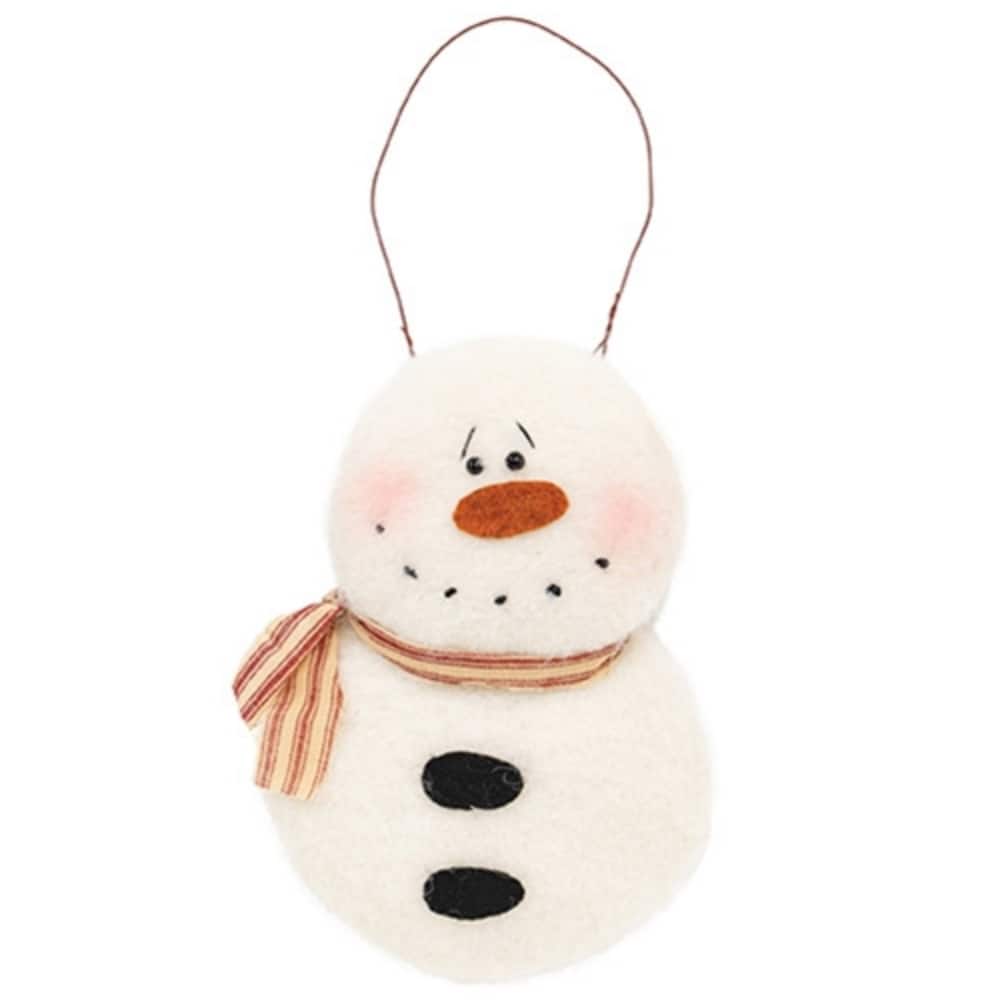 White Fleece Snowman Hanger Ornament with Wire Loop for Christmas - 5.50 x 1.50 x 8 in.