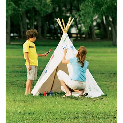 HearthSong 7-ft Cotton Canvas Teepee with Wooden Poles - One Size