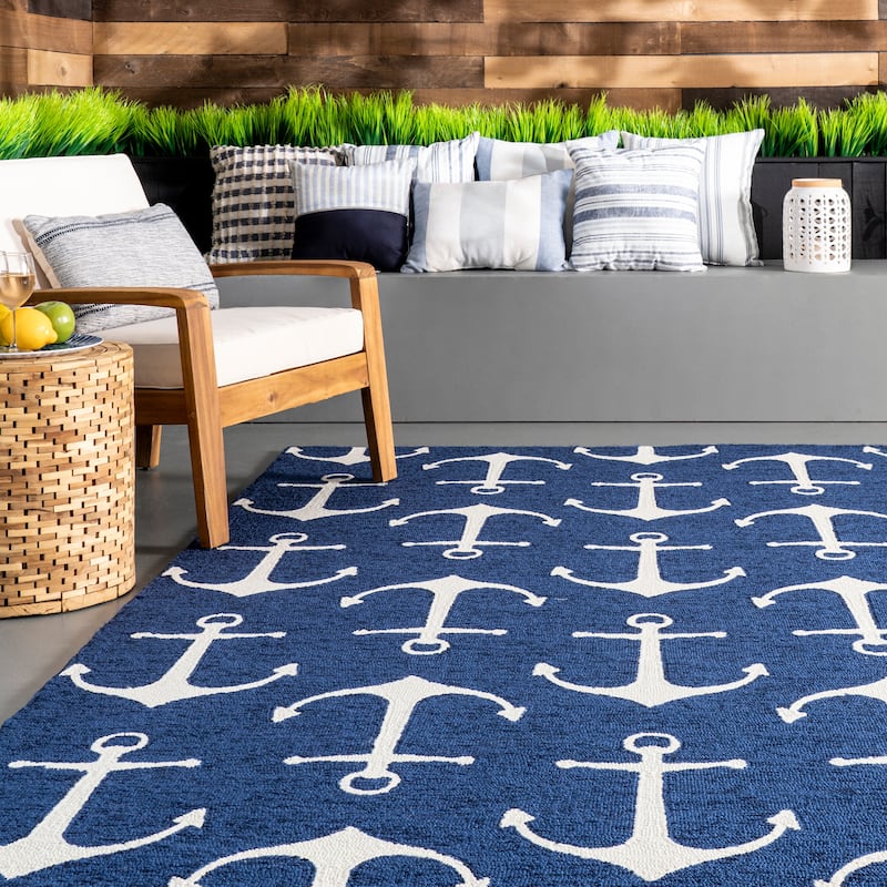 Nuloom Indoor/Outdoor Nautical Anchor Area Rug