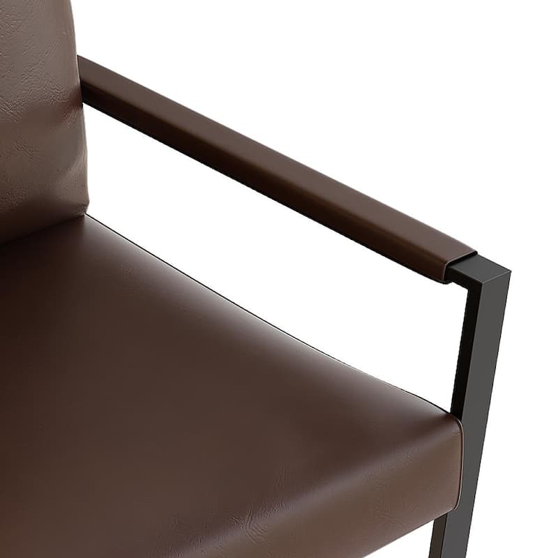 Eureka Modern Vintage Upholstered PU Leather Armchairs, Mid Century Accent Chairs with Steel Frame, Leisure Chairs (Set of 2)