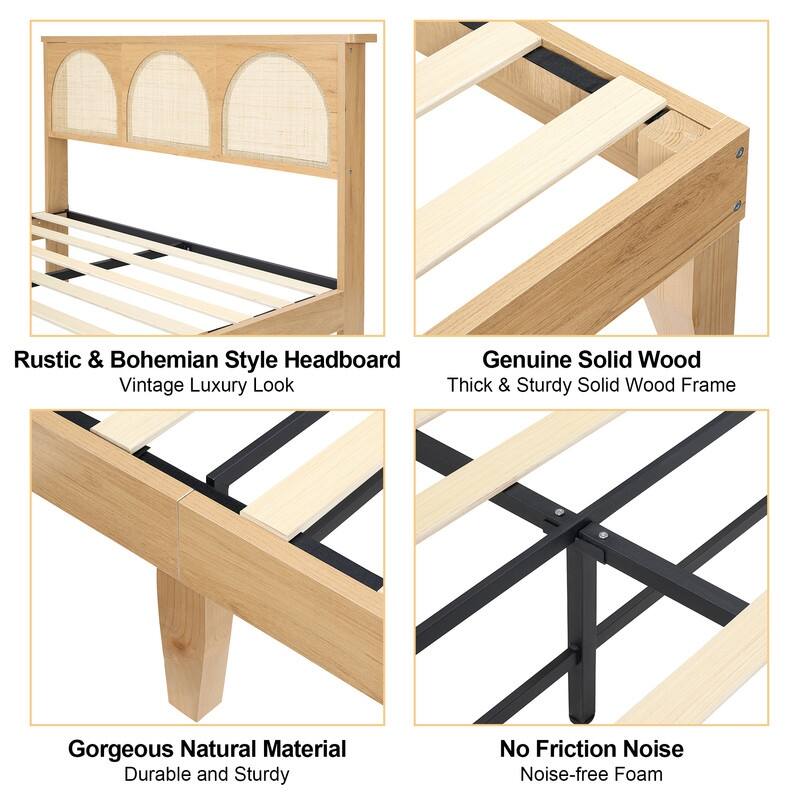 Bed Frame with Sturdy Metal Slats Support