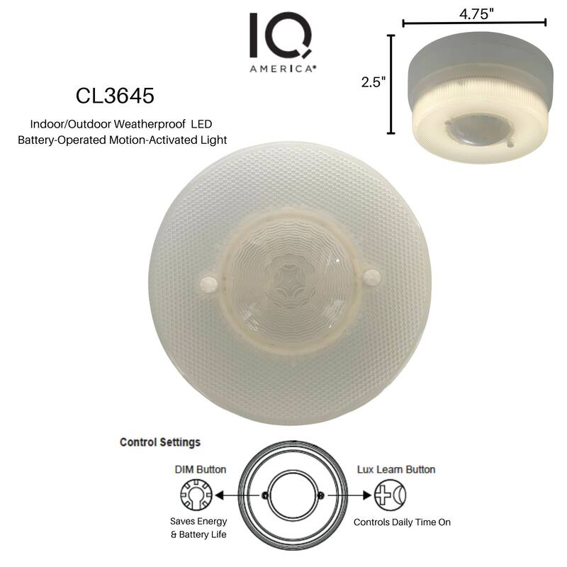 IQ America Battery Operated Motion Sensor Ceiling Light