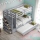 preview thumbnail 1 of 11, Elegant Design Twin Over Twin Bunk Bed With Trundle And Staircase, Built-In Storage,Gray Gray