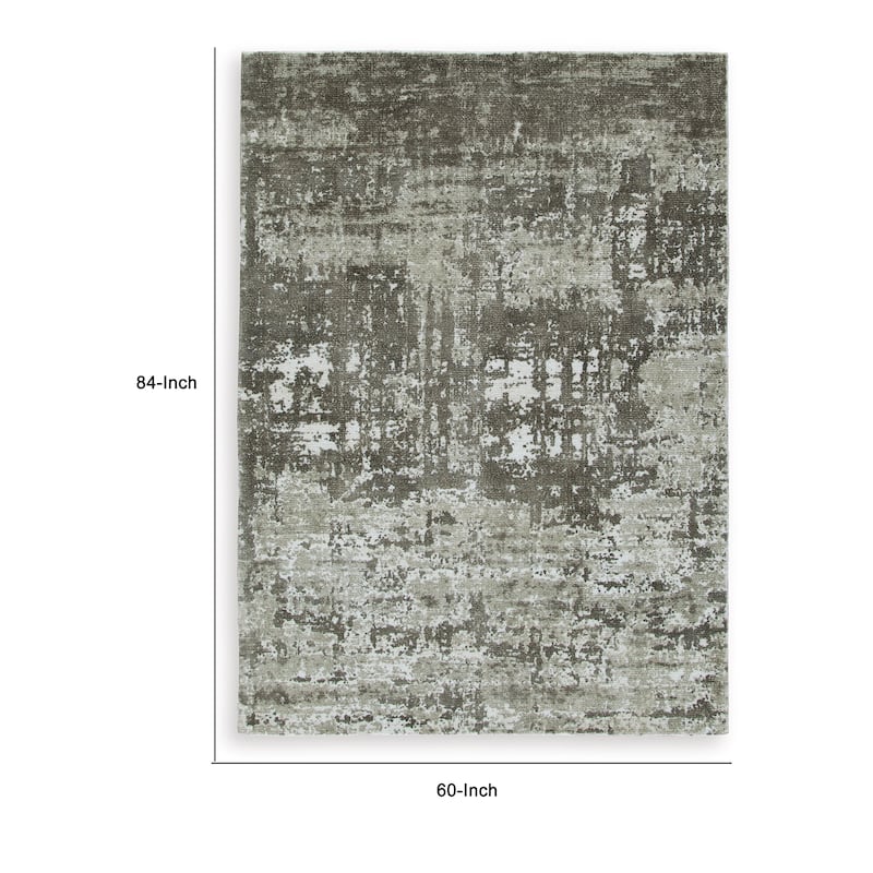 Monty 5 x 7 Area Rug, Abstract Pattern, Gray, Ivory Polyester, Cotton Back - 5 x 7