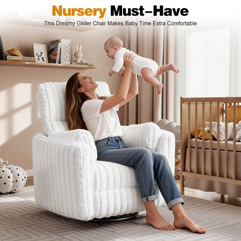 Rossetta Swivel Rocking Glider Power Recliner Chair with 24" Wide Seat & Type-C & USB Ports