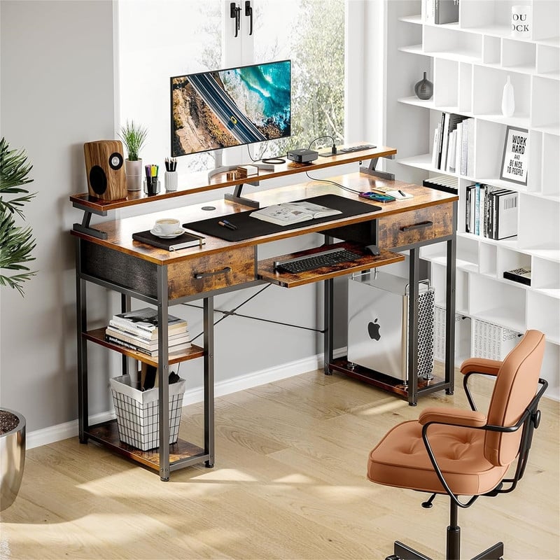 Industrial Wood and Metal Home Office Desk
