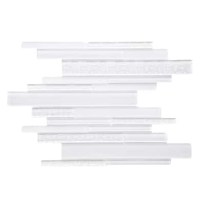 The Tile Life Karma Random Sized Brick White 12x12 Textured Glass Mosaic Backsplash & Wall Tile