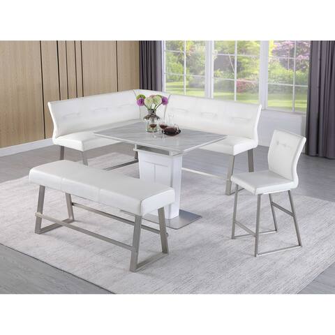 Somette Amelia Dining Counter Set with Extendable Table, Reversible Nook, Bench & Stool - N/A