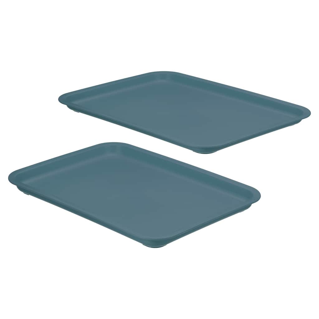 12x9" Fast Food Tray, 2 Pack Plastic Reusable Multi-Purpose Serving Tray Blue