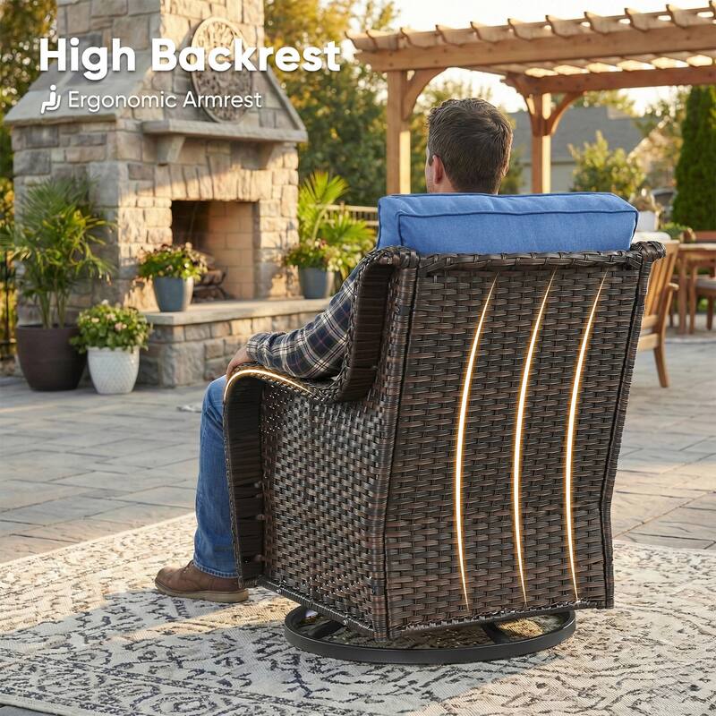 Pocassy Outdoor Wicker Glider Swivel Club Chairs (Set of 2) - Mix Grey
