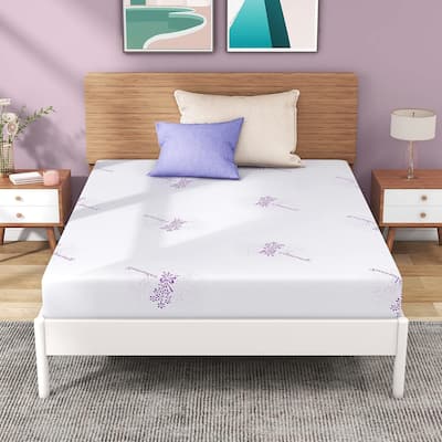 8 Inch Memory Foam Mattress in a Box for Kids with Breathable Lavender Cover, Medium Firm Gel Mattress for Bunk Bed, Trundle Bed