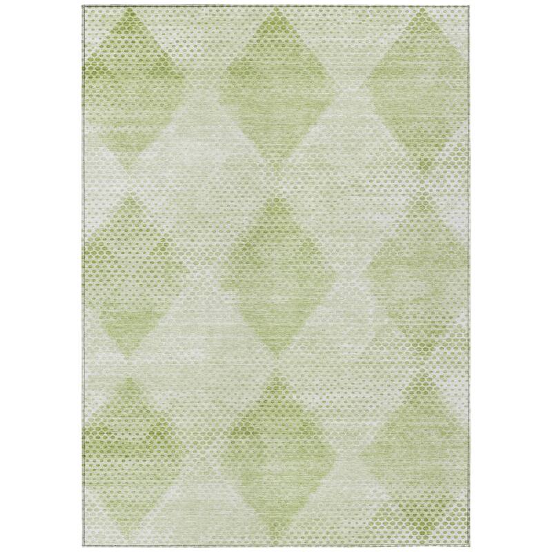 Machine Washable Indoor/ Outdoor Modern Diamonds Chantille Rug