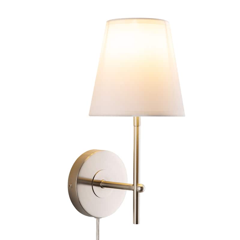 CO-Z 1-Light Wall Sconce Bathroom Vanity Light w White Fabric Shade
