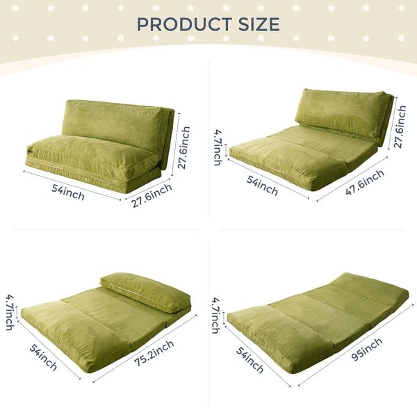 dimension image slide 2 of 31, Corduroy Bean Bag Folding Sofa Bed