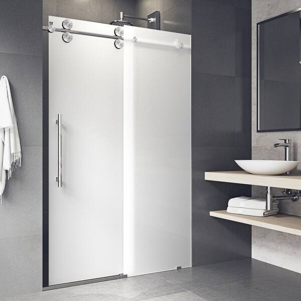 Vigo Elan Frosted Adjustable Frameless Sliding Shower Door Overstock 4732875