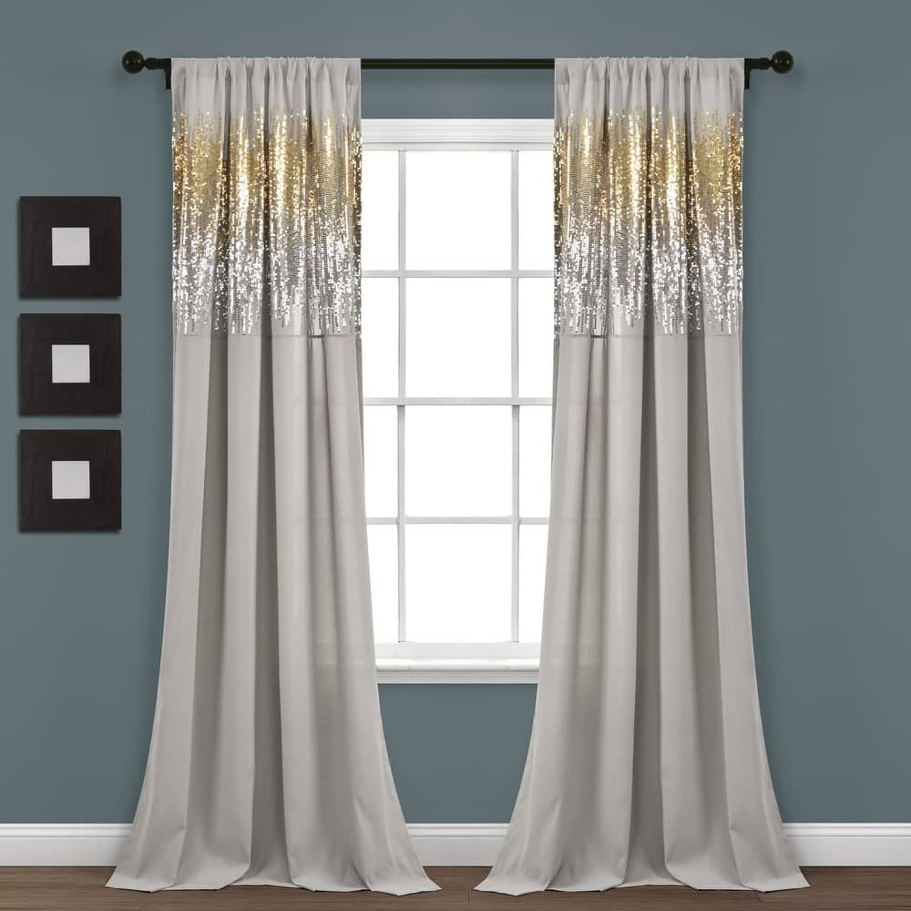 Lush Decor Shimmer Sequins Window Curtain Panel Pair - 84" x 42" - 84" x 42"