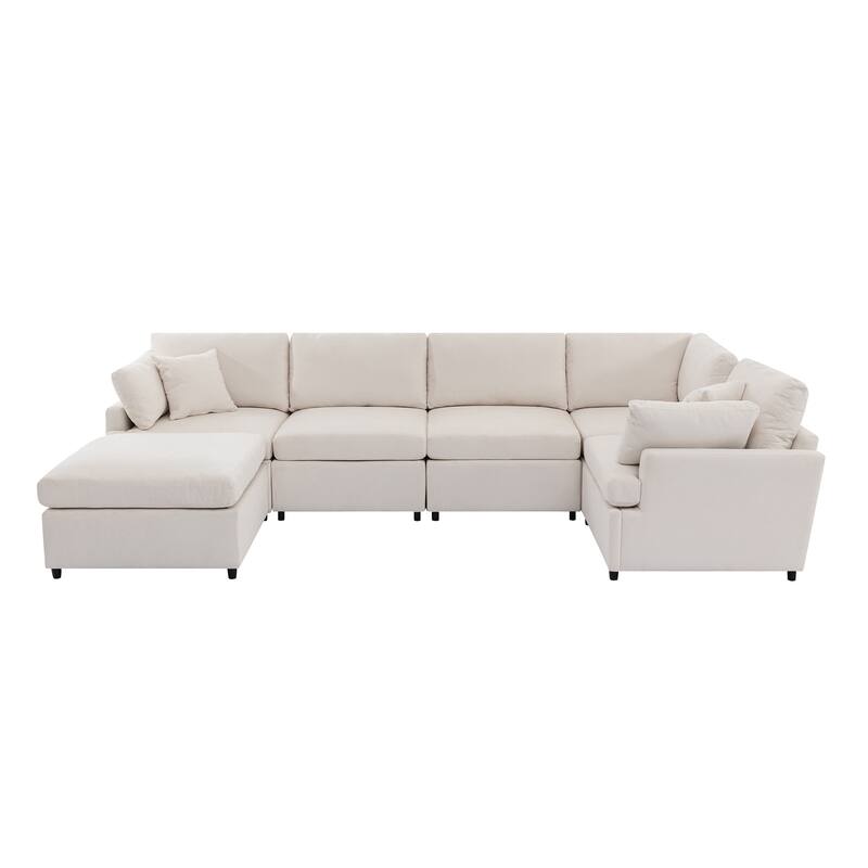 Flexible U-Shape Sectional Sofa Set with Ottoman