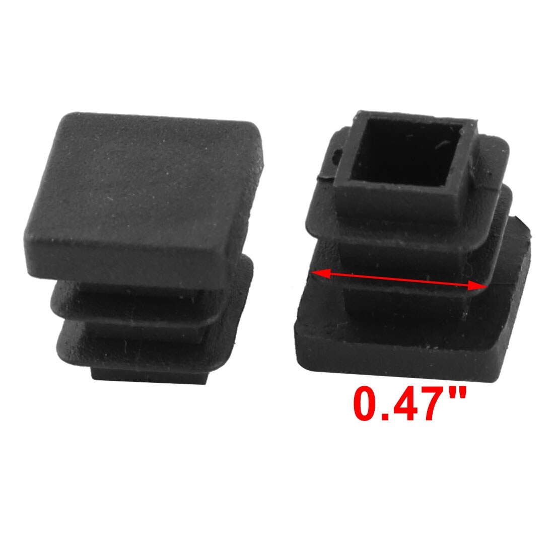 Plastic Square Furniture Foot Ending Tube Insert Cover Black 12mm x 12mm 